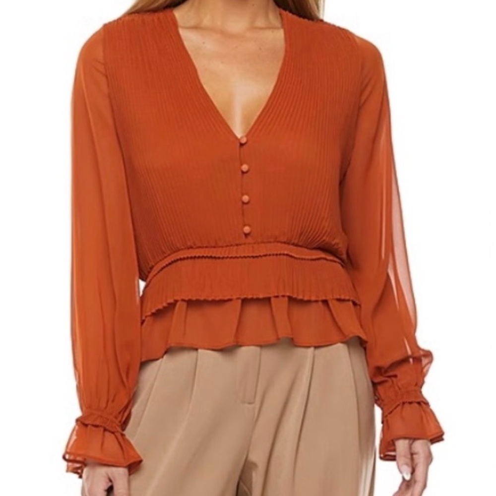 Rust Button-Down Blouse